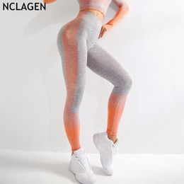 Sport Leggings High Waist Fitness Women Yoga Pants Elastic Seamless Push Up Tights Gym Workout Squat Proof Running Sportswear 201202