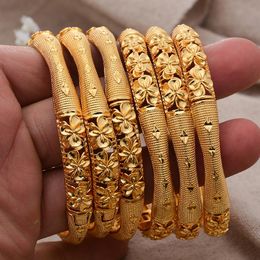 Bangle 6Pcs/lot Dubai Gold Colour Bangles For Women African Jewellery Bride Nigerian Wedding Jewelery Bangles&Bracelet Gift