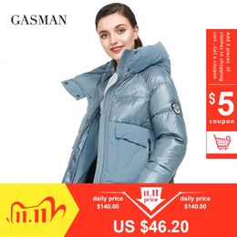 Gazman Marka Sonbahar Kış Moda Kadınlar Parka Aşağı Ceket Kapşonlu Patchwork Kalın Ceket Kadın Sıcak Giysileri Kirpi Ceket Yeni 001 201103