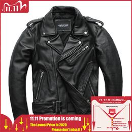 MAPLESTEED Classical Motorcycle Jackets Men Leather Jacket 100% Natural Calf Skin Thick Moto Jacket Winter Sleeve 61- LJ201029