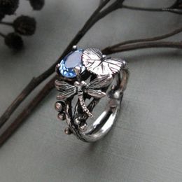 Exquisite Dragonfly Lotus Shape Ring For Women Wedding Engagement Party Jewelry Accessories Gift1