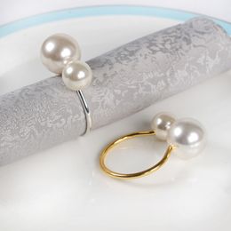 12/PCS hotel set table wire towel buckle pearl napkin buckle napkin ring napkin ring 201124