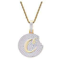 18k Gold Plaated Cookies Pendant Necklace Iced Out Cubic Zircon Mens Hip Hop Bling wmtuDN luckyhat