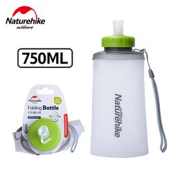 NatureHike 750ML Sport Bottle Water Bottles Outdoor Cup Portable Silicone Folding Drinkware With Straw Bicycle Water Bottle 201106