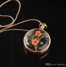 -Dry Flower Colar das flores de cerejeira Jóias Flores secadas colares Dandelion vidro Colares