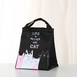 Cartoon Lunch Bag New Japanese style Portable Thermal Insulated Bento Pouch Waterproof Cooler Bag Cute Cat Picnic Lunch Box Bag C0125