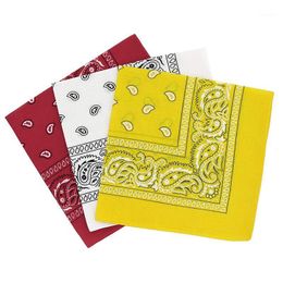 Cycling Caps & Masks Paisley Bandanas Set Of 3 - Headband Cashmere Cotton Scarf, Trendy Hair Accessory (White Red Yellow)