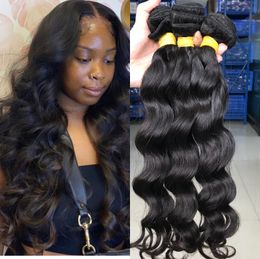 Factory Price Virgin Human Hair Extension Indian Natural Wave With Top Quality Hair 3 Bundles With Closure