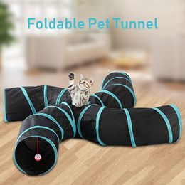 Folding Cat Tunnel 2/3/4/5 Holes Pet Tube Folding Game Toy S Type Indoor Outdoor Puppy Kitten Training ToysTube LJ201125