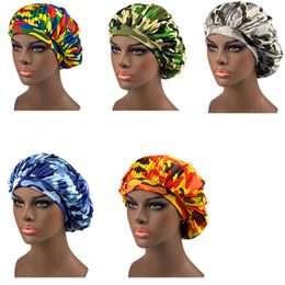 Camouflage Satin Night Hat Elastic Beanie Women Lady Headwear Sleeping Caps Bonnet Hair Care Fashion Accessories