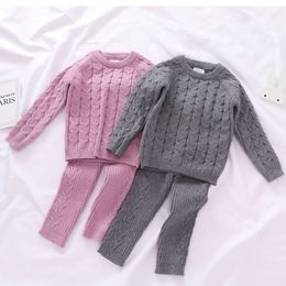 Autumn Toddler Boys Girls Clothing Set Sweater + Pants 2pcs/Suit Infant Boys Knit Suit Thick Warm Winter Baby Girls Boys Clothes 201127