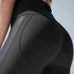 New Women Sport Leggings Yoga Pants Black High Waist Elastic Running Fitness Slim Sport Pants Gym Leggings for Women Trousers H1221