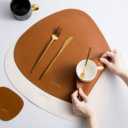 Drop-shaped Shape Placemat Plate Mat Food Grade Leather Table Pad Waterproof Heat Insulation Kitchen Gadget Easy Cleaning 201123
