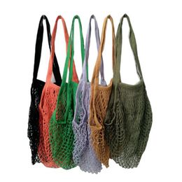 200pcs Shopping Bags Handbag Shopper Tote Mesh Net Woven Cotton Bags String Reusable Fruit Storage Bag Handbag Reusable Shopping Grocery Bag