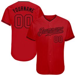 Custom Red Red-Black-005 Authentic Baseball Jersey