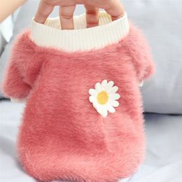 New Pet Clothes Winter Warm Cute Flower Dog Clothes Puppy Clothing For Small Dogs Luxury Chihuahua Pug Coat Accessories 201127