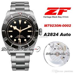 ZF 2017"Orologi & Passioni" 41mm A2824 Automatic Mens Watch Black Dial Stainless Steel Bracelet Limited Edition Puretime C08