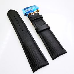 23mm Canvas Leather Band 20mm Rose Gold Polished Folding Calsp / Deployment Clasp Strap for BP JB5000 5015 5085