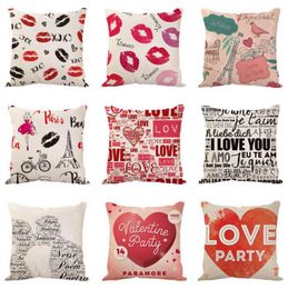 Valentines Day Pillow Case Love Decorative Pillow Covers Letter Cotton Linen Throw Pillows Cushion Cover Home Decoration 30 Designs YG998