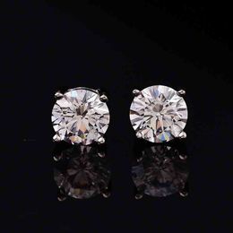 Round Moissanite Stud Earrings for Women 05ct-1ct Hearts and Arrows S925 Sterling Silver White Gold Plated Fine Jewellery