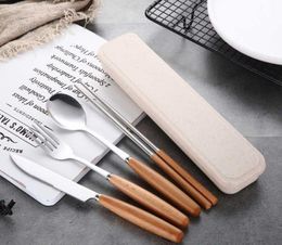 Portable Cutlery Set Stainless Steel Knife Fork Spoon Chopsticks Flatware With Storage Box Student Tableware Travel Dinnerware Set SN2234