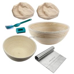 6Pcs Bread Banneton Proofing Basket Baking Bowl Dough With Bread Lame Liner and Scraper Tool for Bakers Proving Baskets 201023