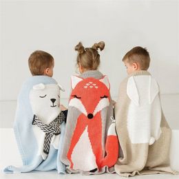 1pc Baby Cotton Blanket 3D Warm Rabbit Knitting Bedding Quilt Blanket For Bed Stroller Wrap Infant Swaddle Baby Photography Prop 201111