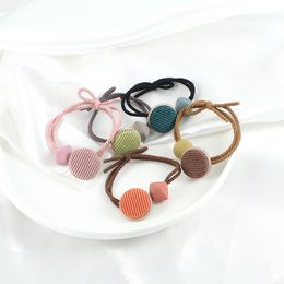 Korean Simple Buttons Hair Ties Cube Bowknot Headwear Elastic Twist Rope Rubber Bands Corduroy Hair Accessories Ponytail Holder