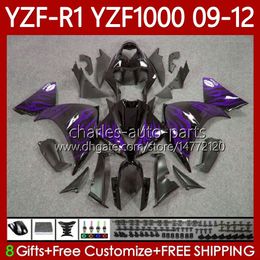 OEM Fairings For YAMAHA YZF-R1 YZF R1 1000 CC YZF1000 YZFR1 09 10 11 12 Purple flames Bodywork 92No.42 YZF R 1 1000CC 2009 2010 2011 2012 YZF-1000 2009-2012 MOTO Body Kit