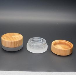 New 5ml frosted glass jar with bamboo lid wax cosmetic cream container 5g storage container SN2294