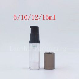 Small Black Empty Airless Pump Bottle Pressure Emulsion Travel Bottles Samples Lotion Cream Cosmetic Container Tube