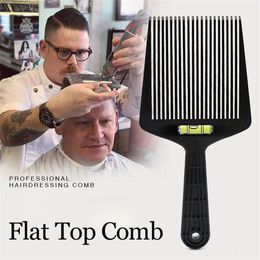 Flat Top Comb With Liquid Balance Short Hair Trimming Cutting Dyeing Styling Tool Barber Hair Cutting Anti-slide Handle Comb