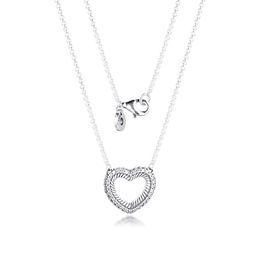 2020 New Autumn Silver Snake Chain Pattern Heart Necklace 925 Sterling Silver Jewellery chain Pendant Necklaces For Women Men Q0531