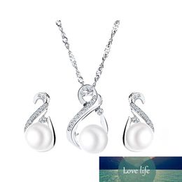 Elegant Wedding Jewellery Set for Bride Crystal Imitation Pearl Pendant Necklace Earrings Jewellery Sets Women Wedding Jewellery