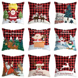 Christmas Pillow Case Plaid Merry Christmas Decorative Pillow Covers Polyester Throw Pillows Cushion Cover Home Decoration 12 Designs YG749