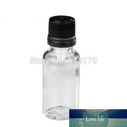 20pcs 20ML Clear Glass Bottles Black Screw Tamper Proof Cap Empty Essential Oil Bottle Juice Serum Container Small Sample Vials