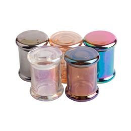Colourful Portable Pyrex Thick Glass Sealed Tank Dry Herb Tobacco Spice Miller Observation Stash Bottle Case Jar High Quality Container DHL