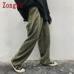 Zongke Autumn Corduroy Casual Baggy Pants Men Clothing Joggers Korean Streetwear Work Trousers Hip Hop Tracksuit M-2XL 201027