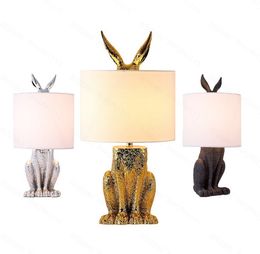 Modern Masked Rabbit Resin Table Lamps Retro Industrial Desk Lights for Bedroom Bedside Study Restaurant Decorative Lights