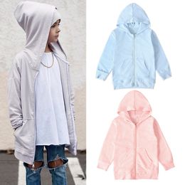 Kids Zipper Hoodies Tench Coats Baby Boys Pure Color Zipper Pocket Jacket Outwear Long Sleeve Tops Children Clothing M954