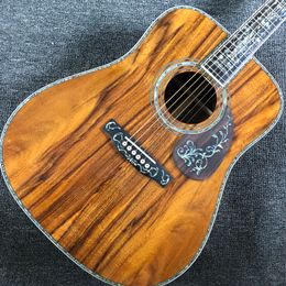 Custom Deluxe Solid KOA Wood 41 Inch D MT Body Electric Acoustic Guitar Abalone Binding Accept Guitar OEM