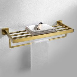 Gold Brushed Bathroom Accessories Hardware Set Towel Bar Rail Toilet Paper Holder Towel Rack Hook Soap Dish Toilet Brush LJ201204