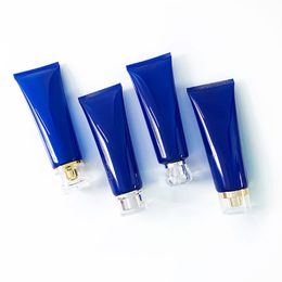 Blue Translucent Soft Tube High Grade Plastic Makeup Tools Refillable Squeeze Bottle Travel Hand Cream Container 120ml 30pcs/lot