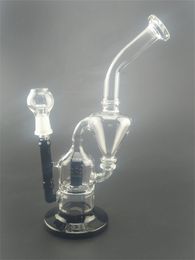 GlassClear Glass Oil Dab Rig Smoking Water Bong Hookah with Black Bottom for Tobacco Pipe Accessories with Joint
