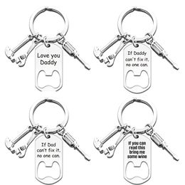 Portable Bottle Opener Keychain Pendant Hammer Wrench Tool Metal Key Chain Father's Day Gift