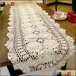 Table Runner Cloths Home Textiles & Garden Pa.An Crochet Handmade Handicrafts Classic Lace Tablecloth Beige White Er Drop Decor Gifts 220107