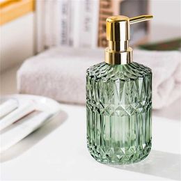 390ml Soap Dispenser Chic Glass Refill Empty Bottle Home el Bathroom Conditioner Hand Shampoo Detergent Container 211222
