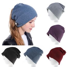 Autumn Women Hat Beanie Multifunction Knitted Cotton Hat Female Casual Soft Baggy Winter Cap Solid Colour Caps