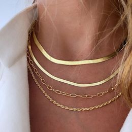 100% 925 sterling silver snake bone chain necklace fashion hip hop women collarbone simple chic necklace width 3mm Q0531