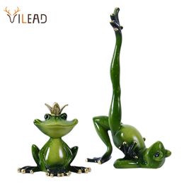 VILEAD More Size Resin Yoga Frog Figurines Nordic Garden Crafts Decorations Porch Store Animal Ornaments For Home Accessories 201125